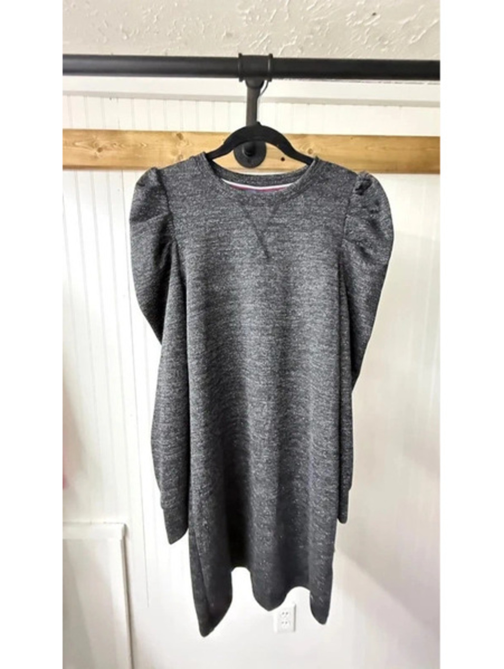 Tommy Hilfiger Shimmer Marled Puff-Sleeve Sweater Dress small new gothic 80s